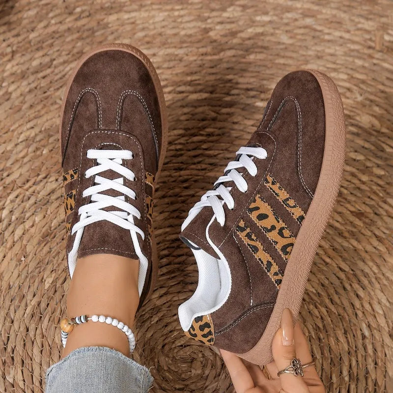 Women's Sneakers Fashion Casual Flats Vulcanize Shoes Round Toe Lace Zpaxo Brown 37