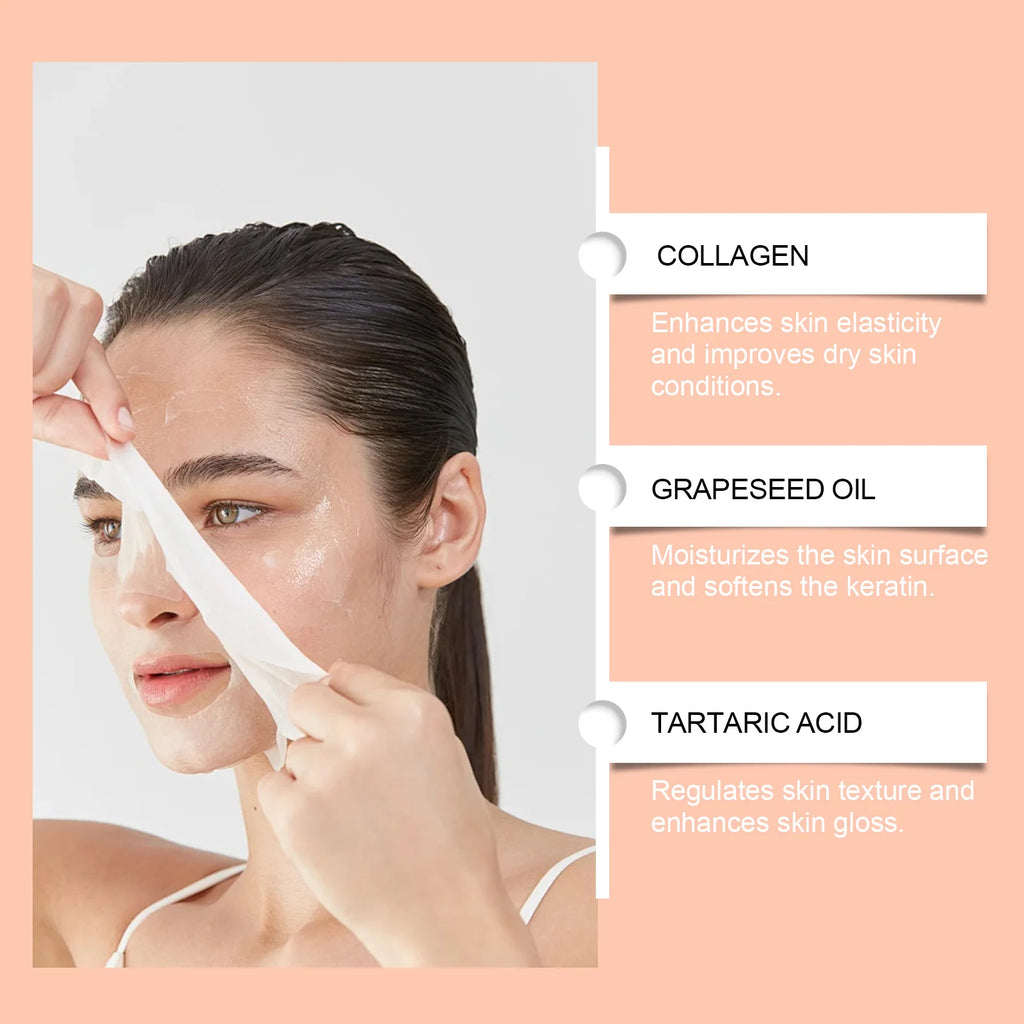 Collagen Moisturizing Mask Deep Hydration Lock Soothing Redness Cuticle Repair Long-Lasting Moisturization Hydrating Face Mask Zpaxo
