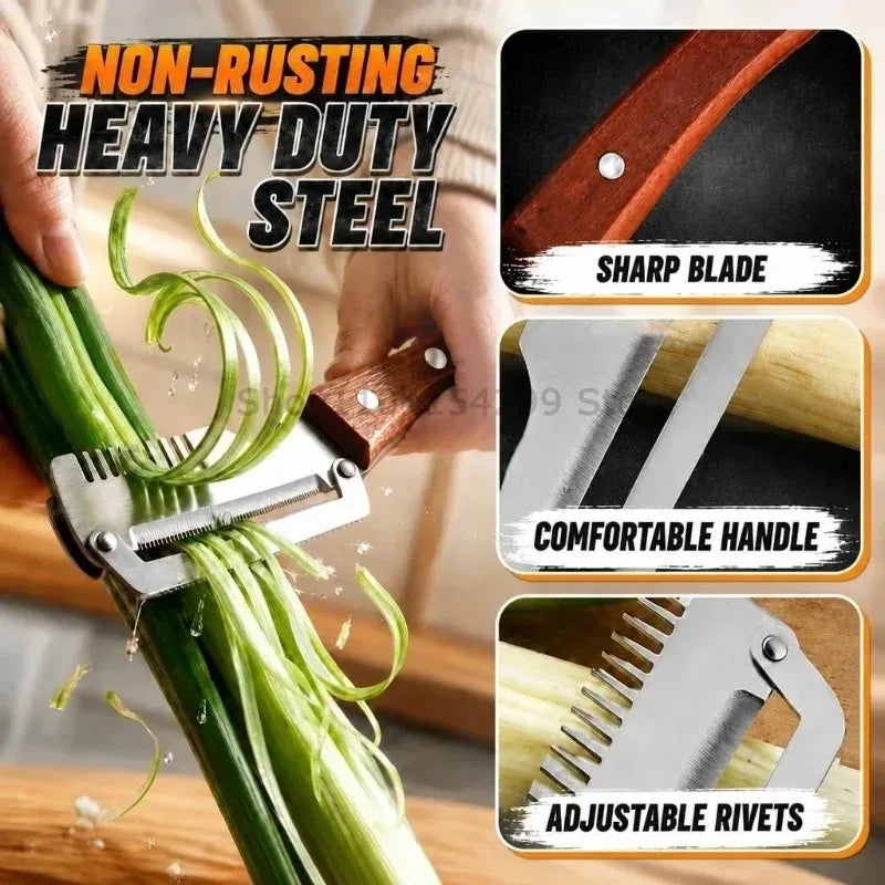 2026 New Paring Knife Ergonomic Wood Handle Knife Stainless Steel Vegetable Peeler with Wooden Handle 2-in-1 Fruit Potato Peeler Zpaxo
