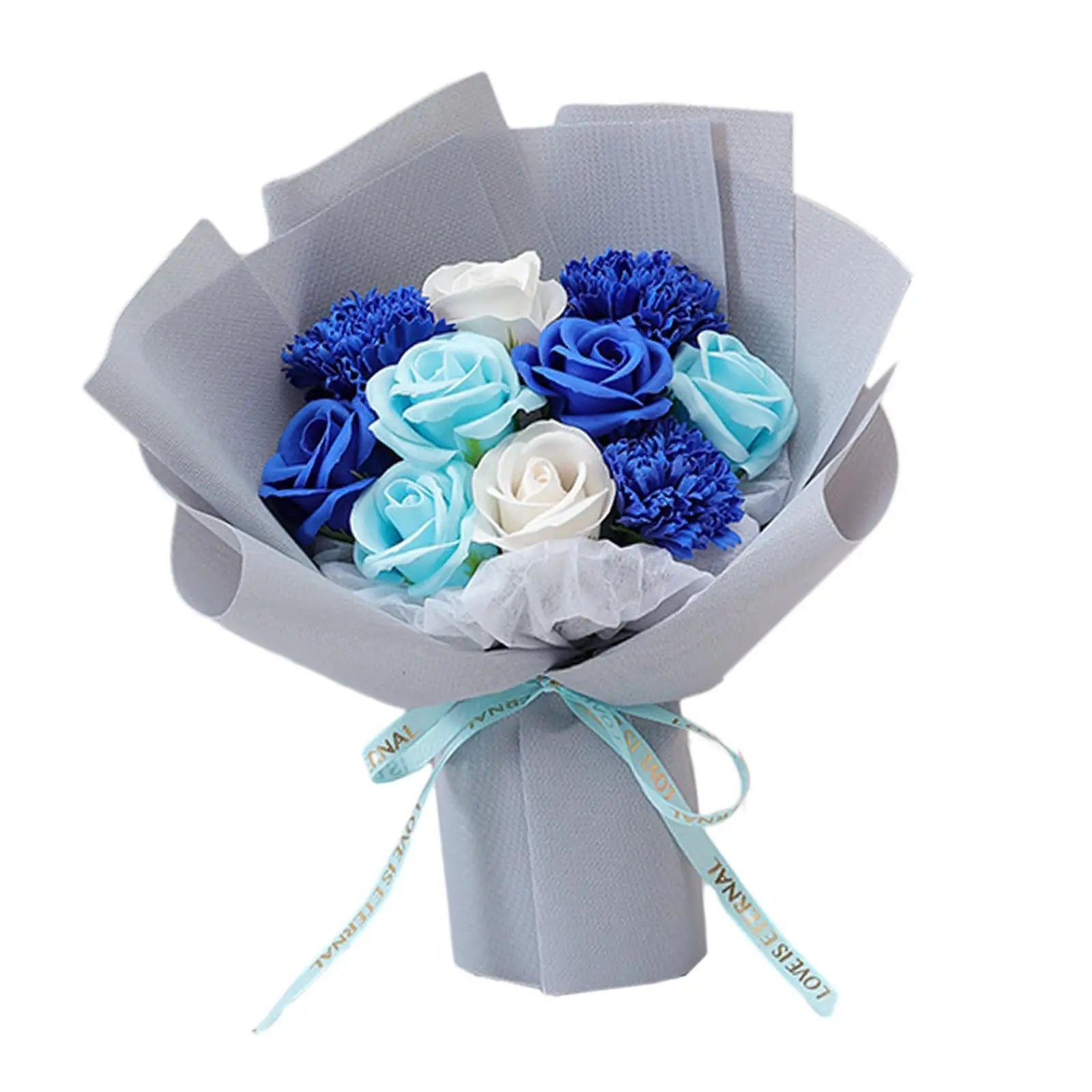 Rose Bouquet Soap Flower Message Card Tote Bag Engagement Valentines Zpaxo Blue