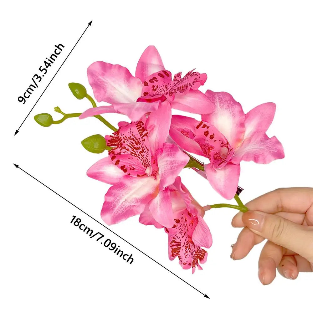 Popular Orchid Flower Fairy Hairpins Spring Summer Artificial Flowers Floral Barrette Wedding Party Hair Clips for Women Girls Zpaxo
