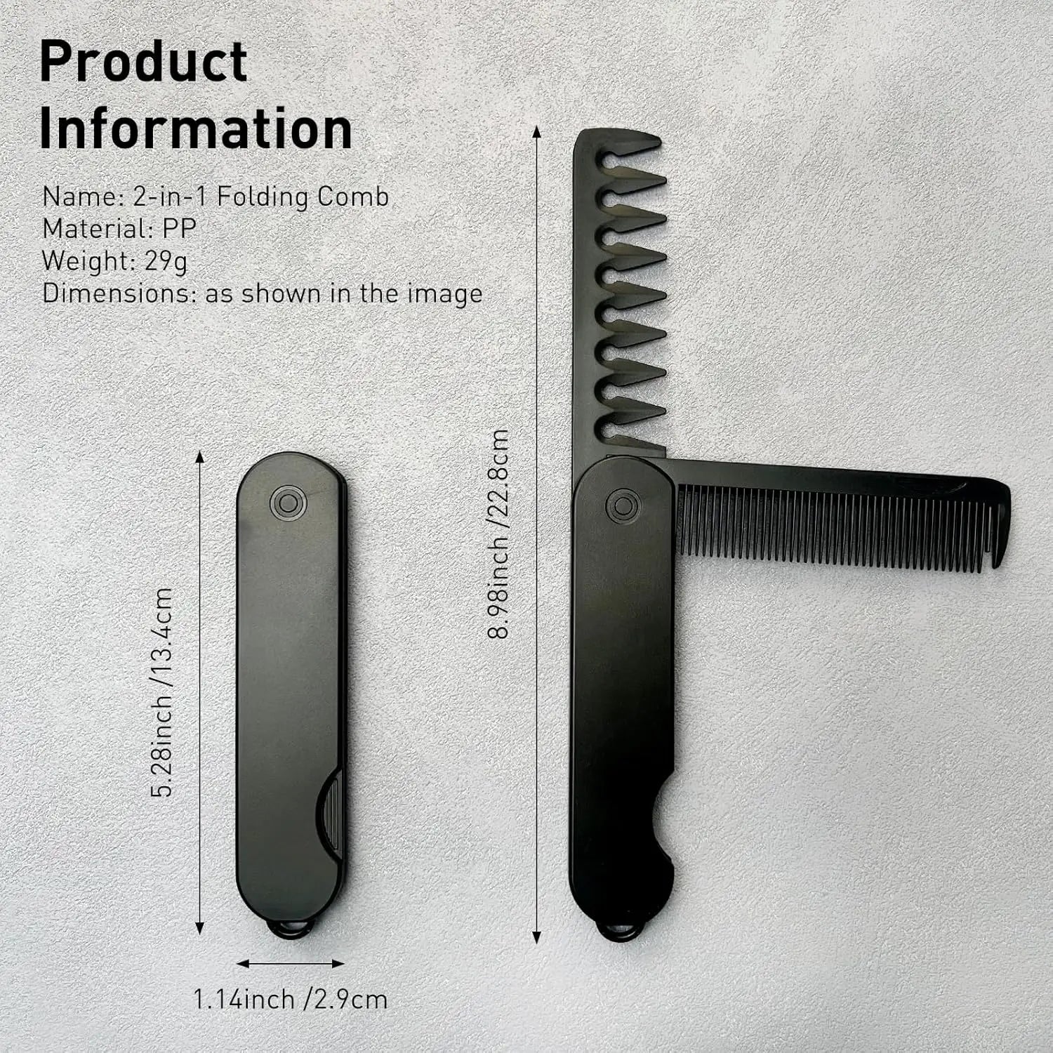 Men's 2-in-1 Folding Pocket Comb – Fine & Wide Tooth Travel
