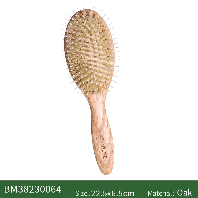 Boomslife Custom Name Boar Bristle Hair Brush Mix Nylon Oak Wood Comb for Hair Women Scalp Massage Detangling HairBrush Barber Zpaxo small size China Mainland