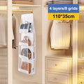 Black Handbag Hanging Organizer 6 8 Pockets Foldable Oxford Cloth Zpaxo 8 grids White