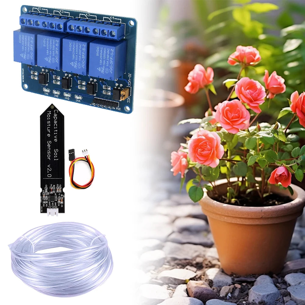 Self Watering System 1 Channel 5V Relay Module Soil Moisture Control Kit Water Pump 4M Vinyl Tubing DIY Drip Irrigation System Zpaxo