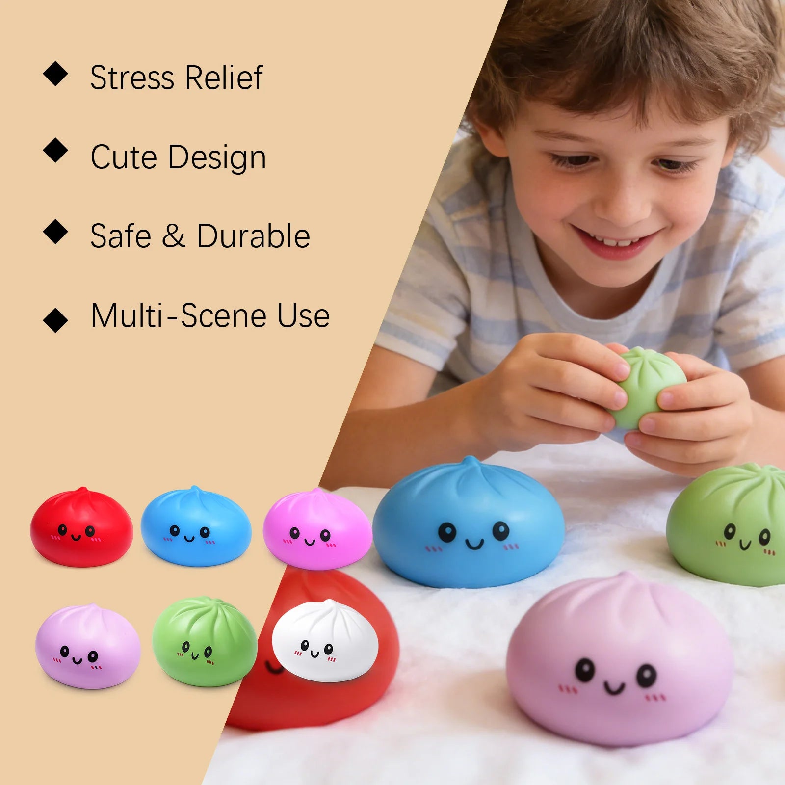 Dumpling Stress Ball Squeeze Sensory Toy – 6 Colors Stress Relief Toy Zpaxo
