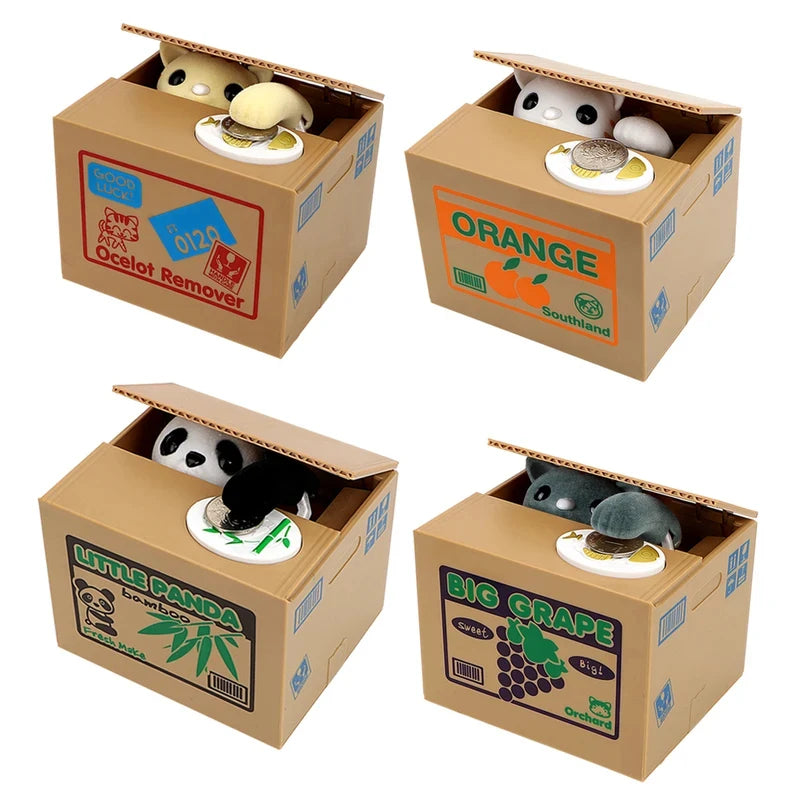 Electronic Piggy Banks Automatic Panda Cat Home Decor Cute Gifts Kids