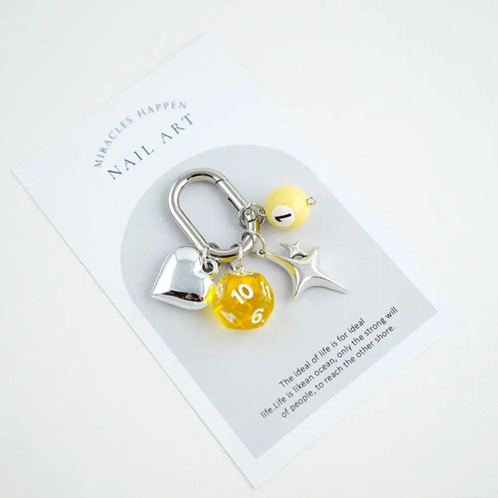 Fashion Billiard Pool Keychain Colorful Irregular Mini Billiards Keychains Ins Creative 12 Sides Cube Keyrings Zpaxo