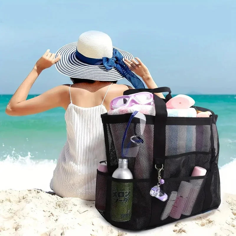 Large Capacity Mesh Beach Tote Bag Swimming Shower Fitness Travel