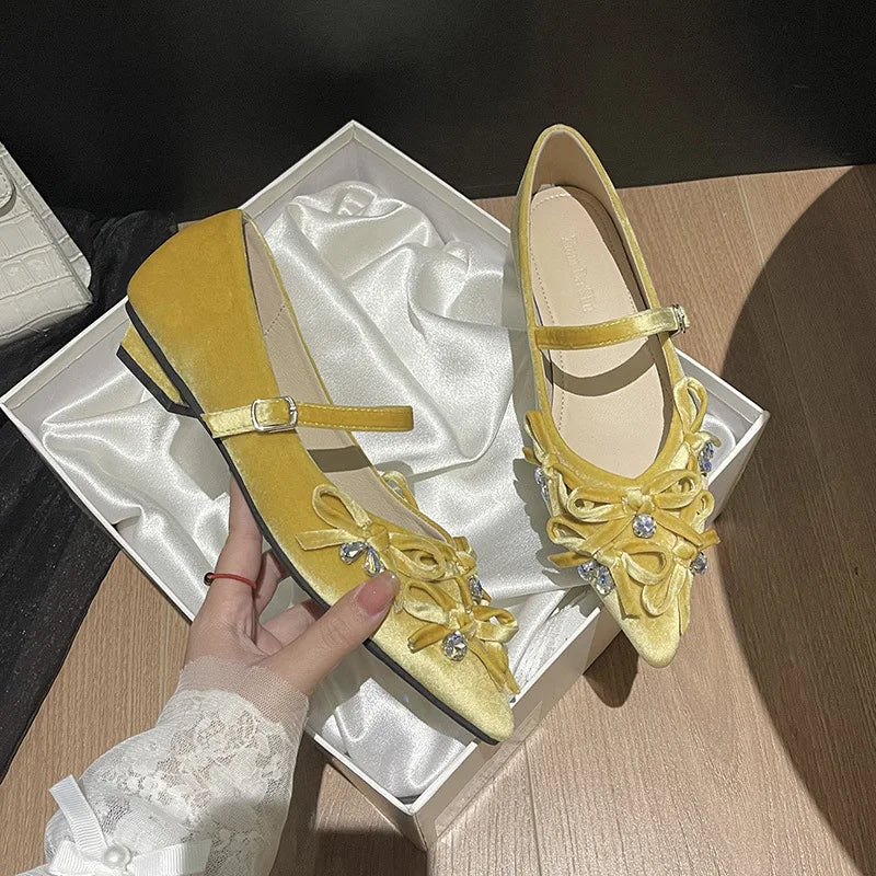 Flat Shoes for Women New Pointed Toe Rhinestones Shallow Soled Scoop Shoes Plus Size Women's Shoes 41 42 43 Zapatillas Mujer Zpaxo