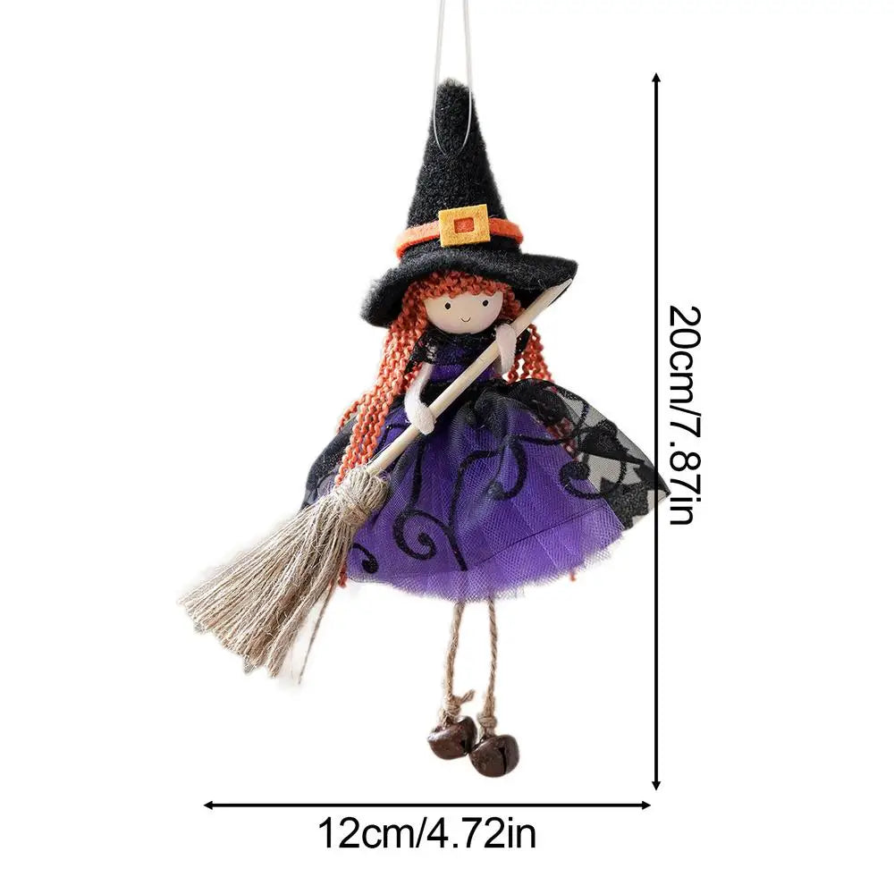 Halloween Witch Doll Hangable Kitchen Decor Broom Ornament Spooky