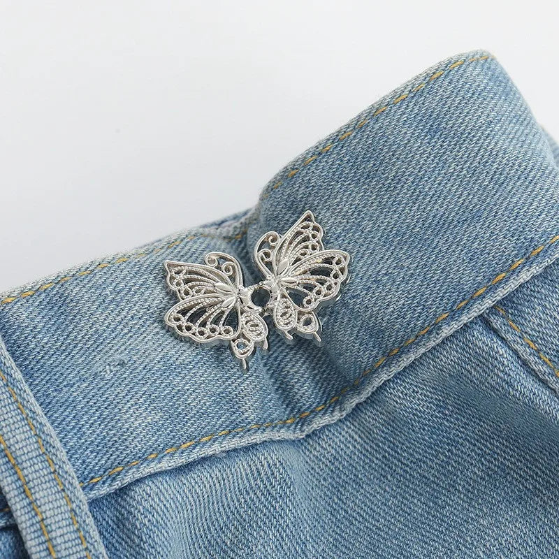 Jeans Button Adjustable Clips for Pant Skirts Waist Tightener Buckle Snap Button Adjuster Butterfly Pin Button Clothing Supplies Zpaxo C