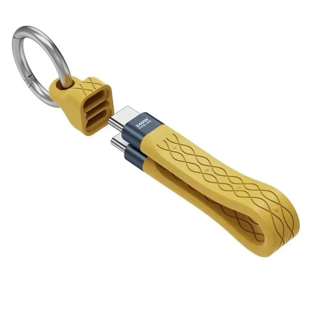 240W USB-C Keychain Cable 40Gbps Fast Charging & Data Transfer USB-C Charging Cable Zpaxo yellow