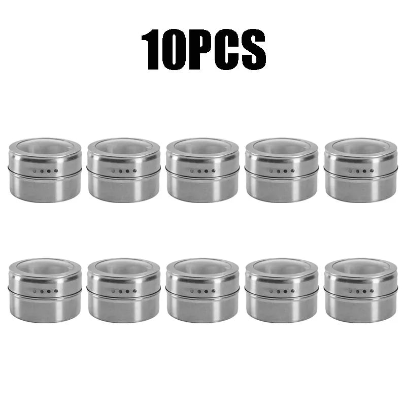 Magnetic Spice Jar Stainless Steel Tins Pepper Spray Tools Seasoning Zpaxo 10PCS