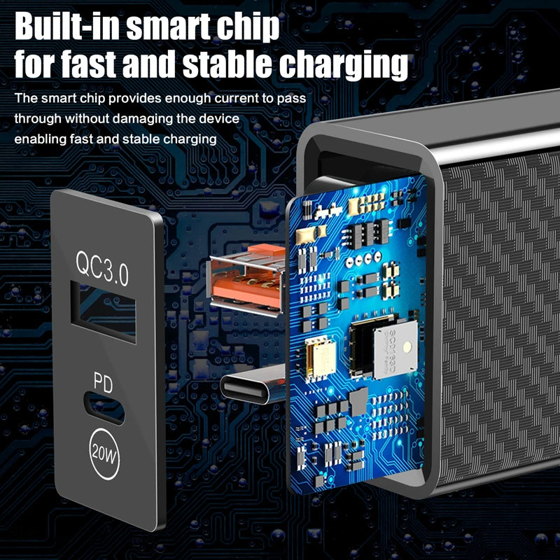 20W PD Fast Charging Mobile Phone Charger EU US Charge Plug Adapter