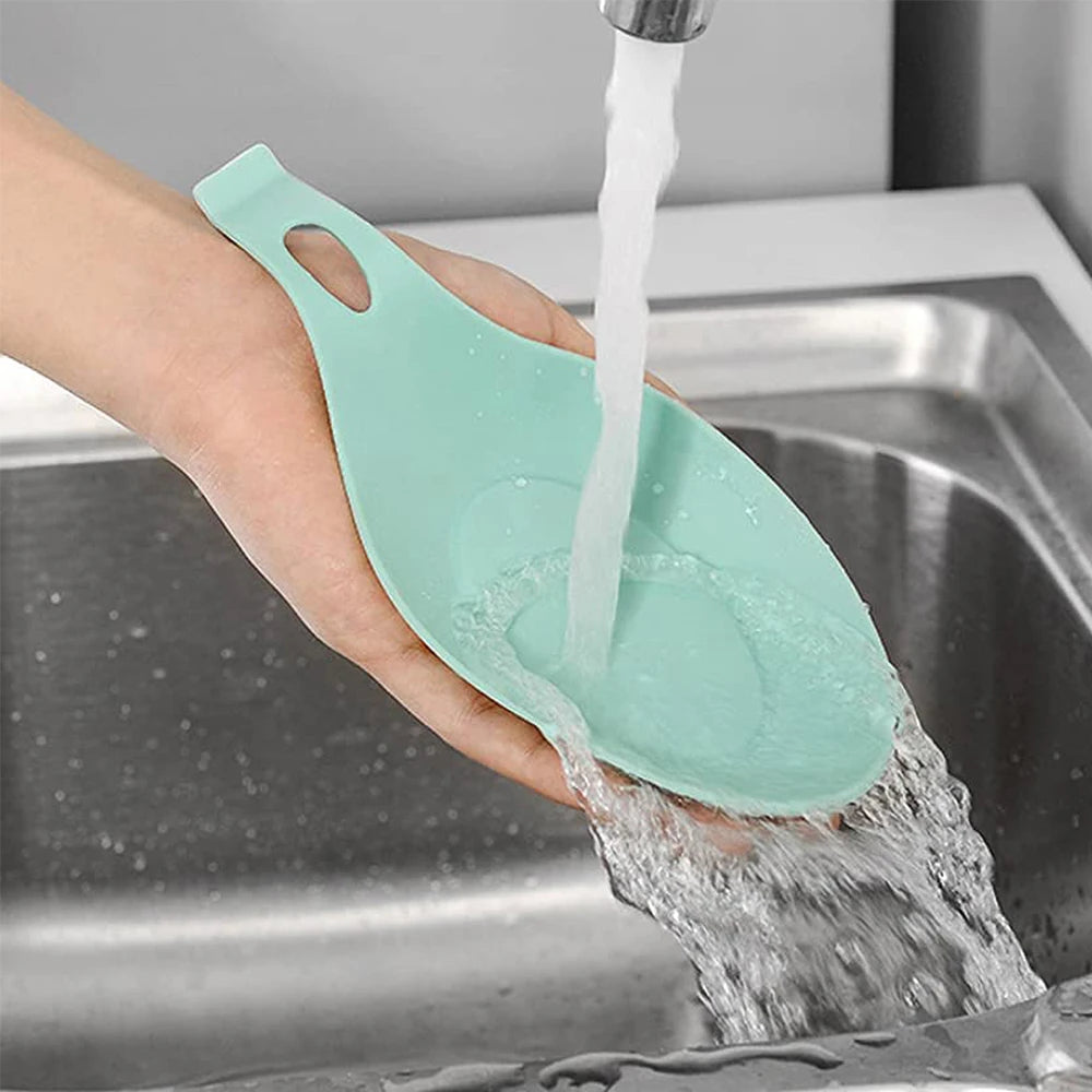 Silicone Spoon Rest Spatula Holder Heat Resistant Utensil Placemat Tray Kitchen Tools Zpaxo