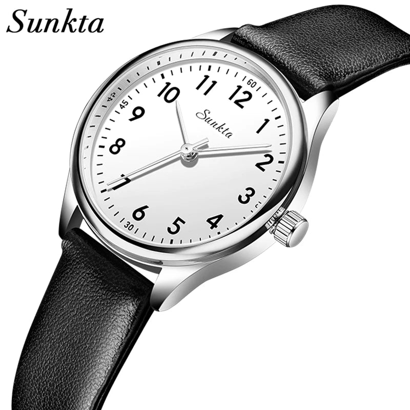 SUNKTA new fashion luxury women's quartz watches elegant leather Watches for Women waterproof simple ladies watches reloj+BOX Zpaxo