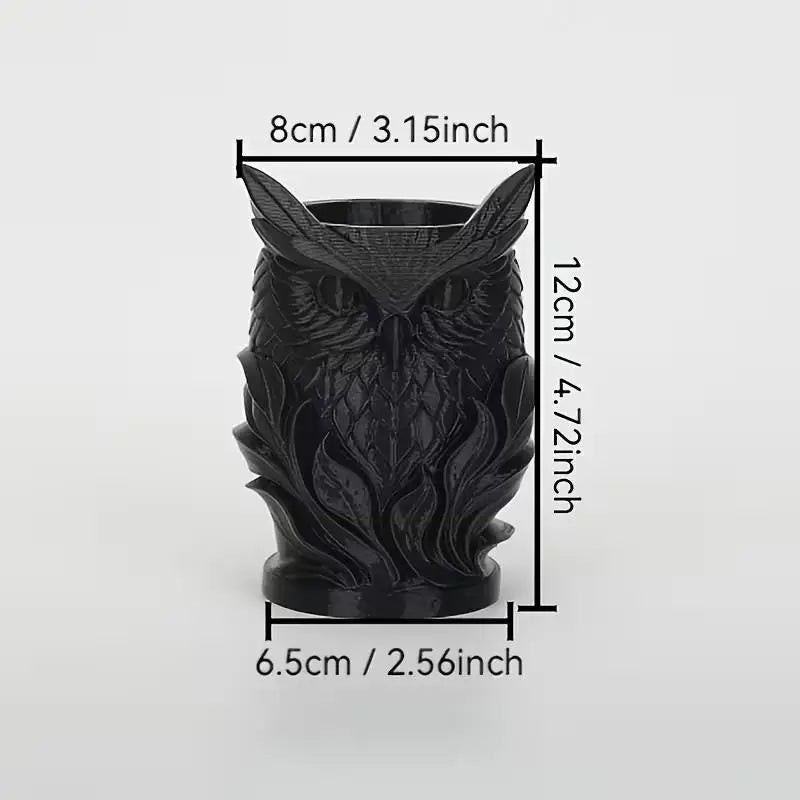 Nordic Minimalist Owl Pen Holder Vase, Decorative Desk Organizer for Home/Office Decor Zpaxo 1pcs black