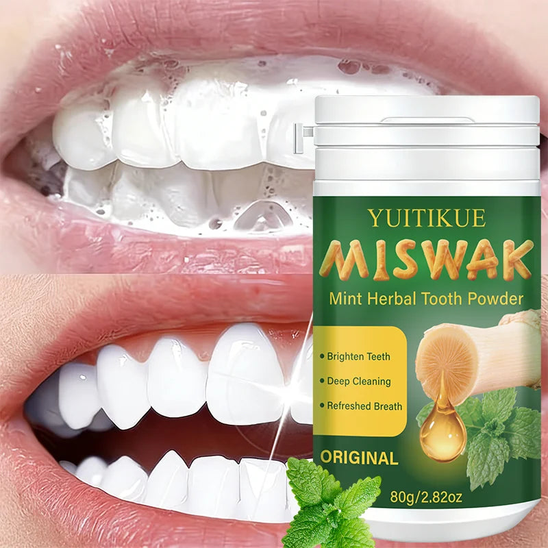 Miswak Mint Herbal Tooth Powder – Natural Whitening & Fresh Breath Herbal Tooth Powder Zpaxo