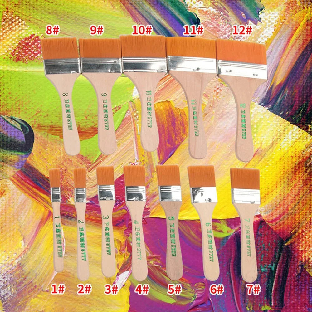 12pcs Wooden Handle Memory Nylon Paint Brushes Set For Acrylic Oil Drawing Watercolor Wooden Painting Brush Tools Art Supplies Zpaxo