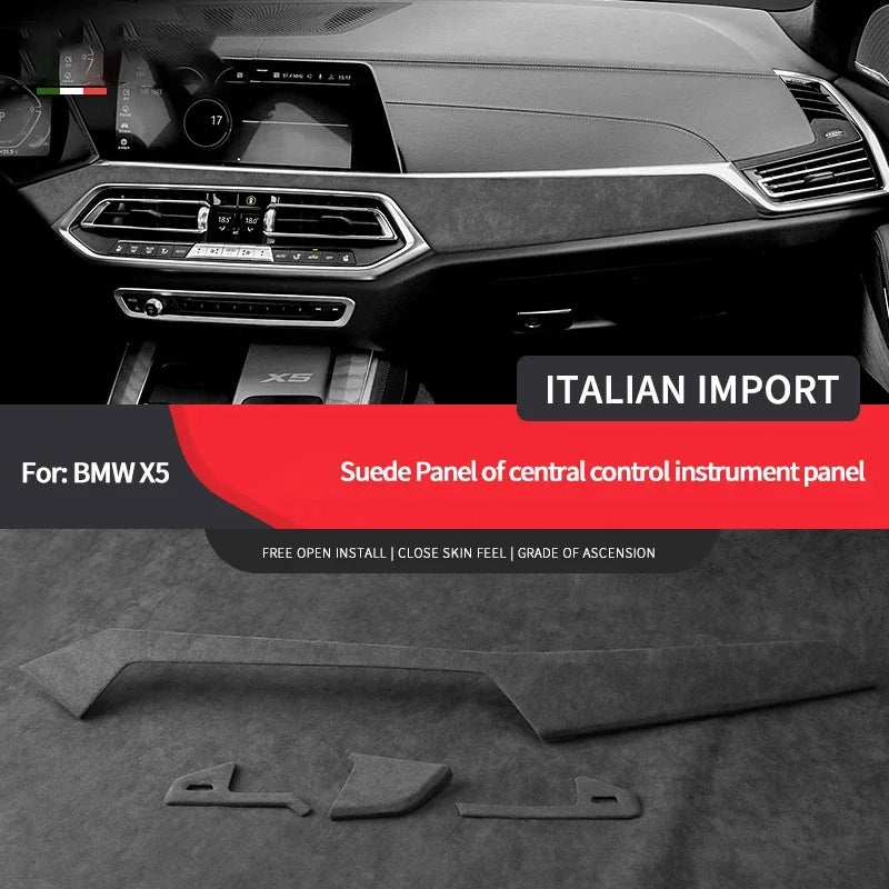 Alcan tara Suede Car Center Console Dashboard Instrument Panel Decoration Strip Stickers For BMW X5 2019 2020 2021 2022 2023 Zpaxo