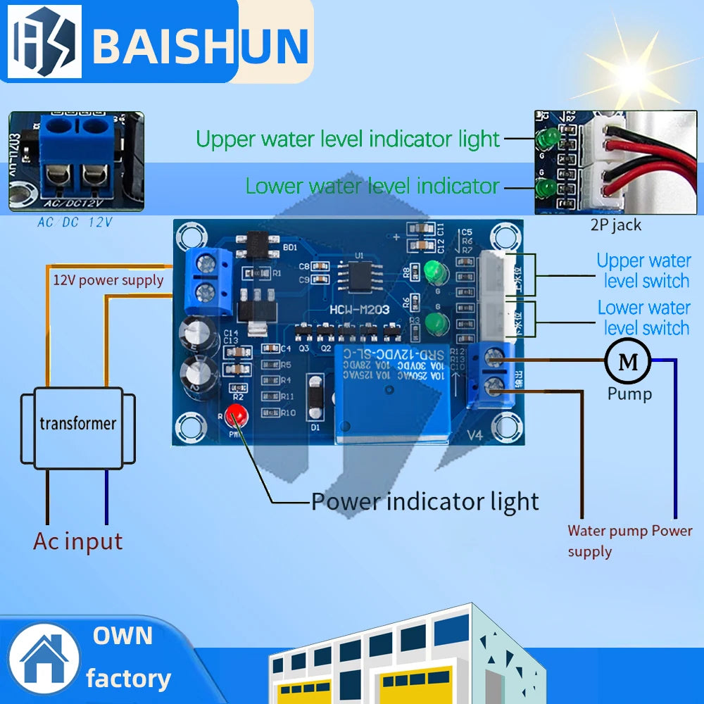 XH-M203 Water Level Controller GREAT IT Full-automatic AC DC 12V Zpaxo