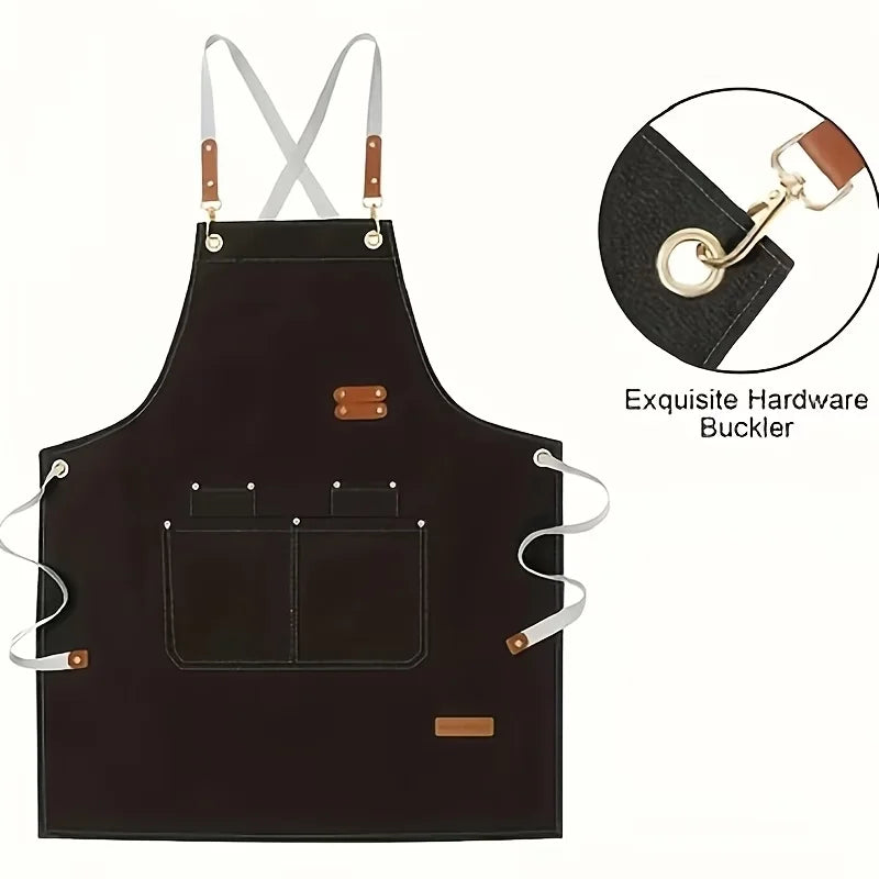 Multi-pocket Apron Adjustable Strap Design Perfect Coffee Bars Zpaxo