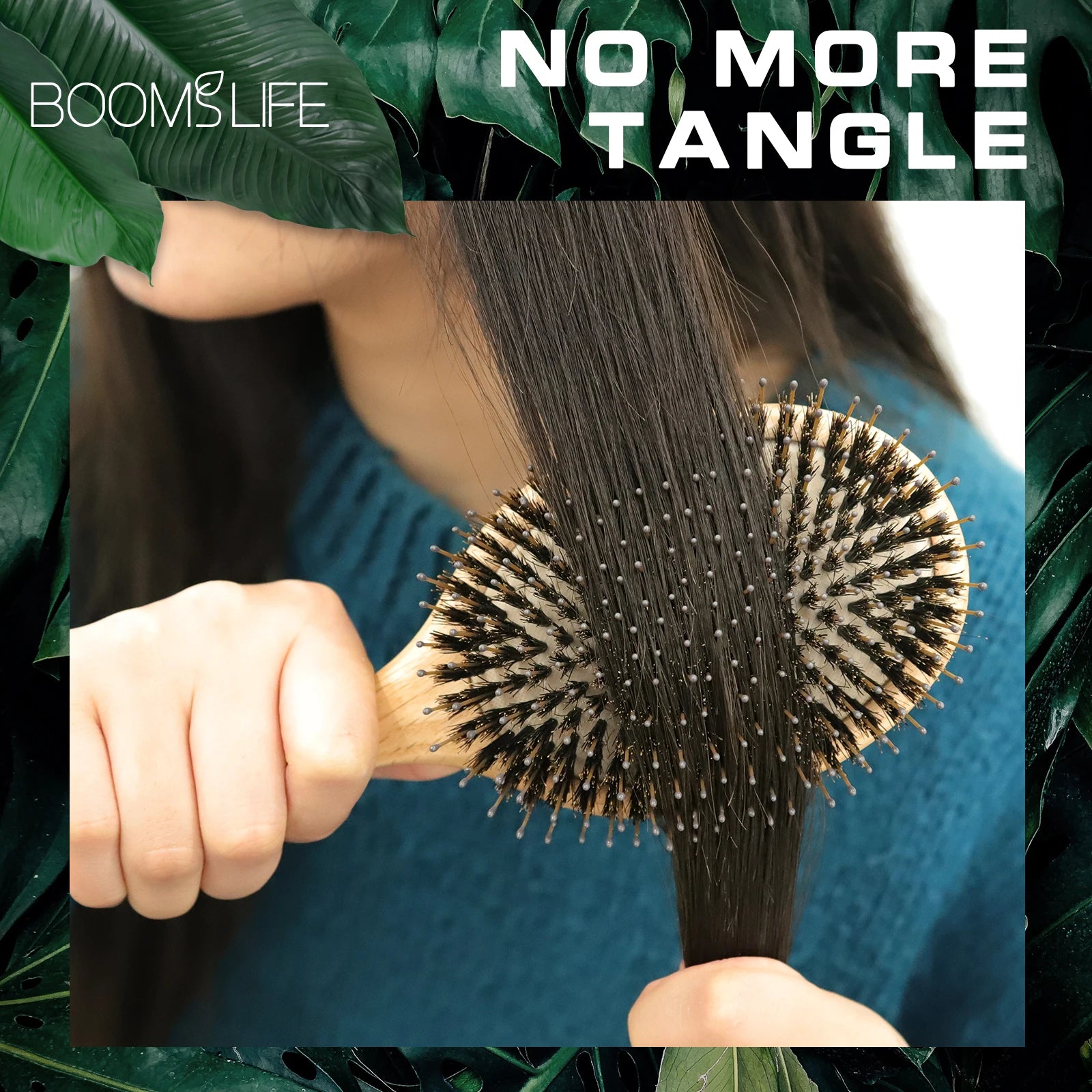 Custom Boar Bristle Hair Brush Peine OAK Wood Comb Women Hair Styling Scalp Massage Hairbrush Salon De Beaute Barber Accessories Zpaxo