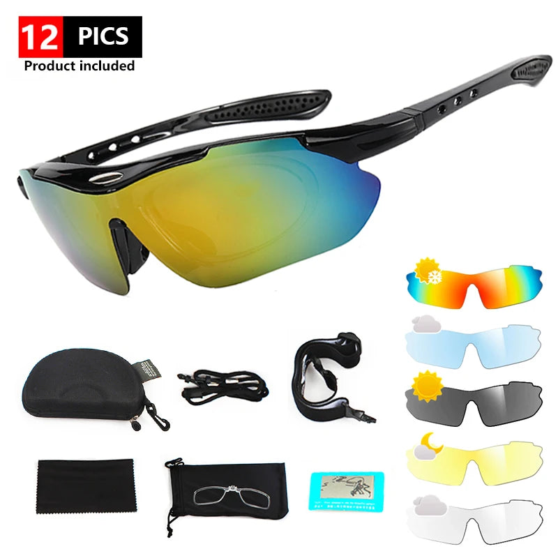 Polarized Sports Cycling Glasses Women’s & Men's sunglasses Road UV400 Cycling Eyewear Mountain Bike Bicycle Mtb Road Goggle Zpaxo BLACK