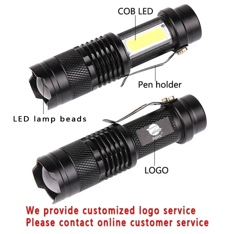 Mini COB+XPE Rechargeable LED Flashlight – Camping & Hiking