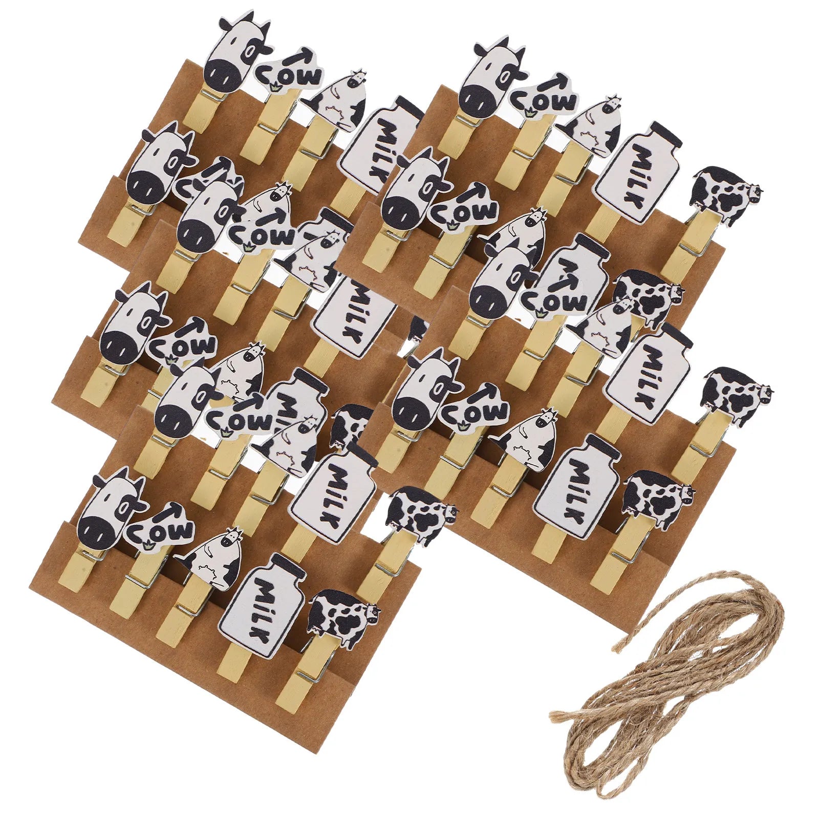 5Packs Cow Shaped Wooden Picture Clips Eye Catching Bright Portable