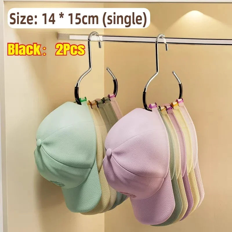 Tie Hanger Multifunction Hooks Circle Ring Hat Hanger Non-marking Non-slip Hat Storage Hook Scarf Towel Tie Hanging Rack Zpaxo 2pcs black