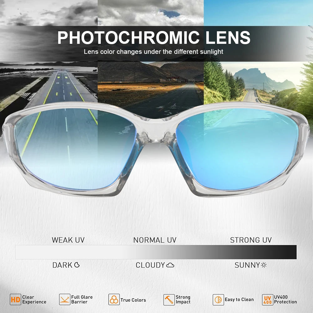 Toptrek Cycling Sunglasses UV400 Cycling Glasses Photochromic Sports Goggles Bicycle Eyewear Sunglasses Outdoor MTB Bike Glasses Zpaxo