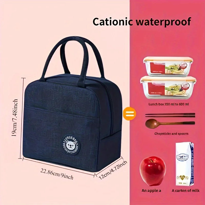 Insulated Lunch Bag Bear Pattern Waterproof Portable School Office