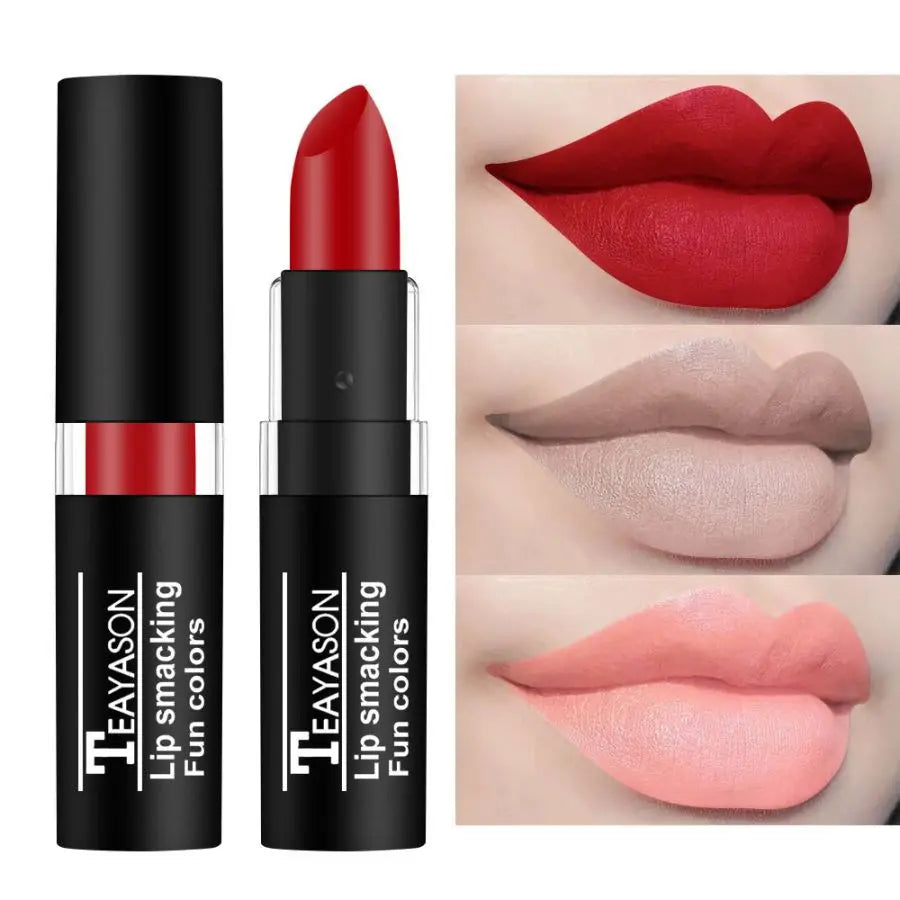 TEAYASON 12 Color Waterproof Lasting Sexy Red Lipstick Matte Lipstick Cosmetics Lip Gloss Waterproof Long-lasting Zpaxo