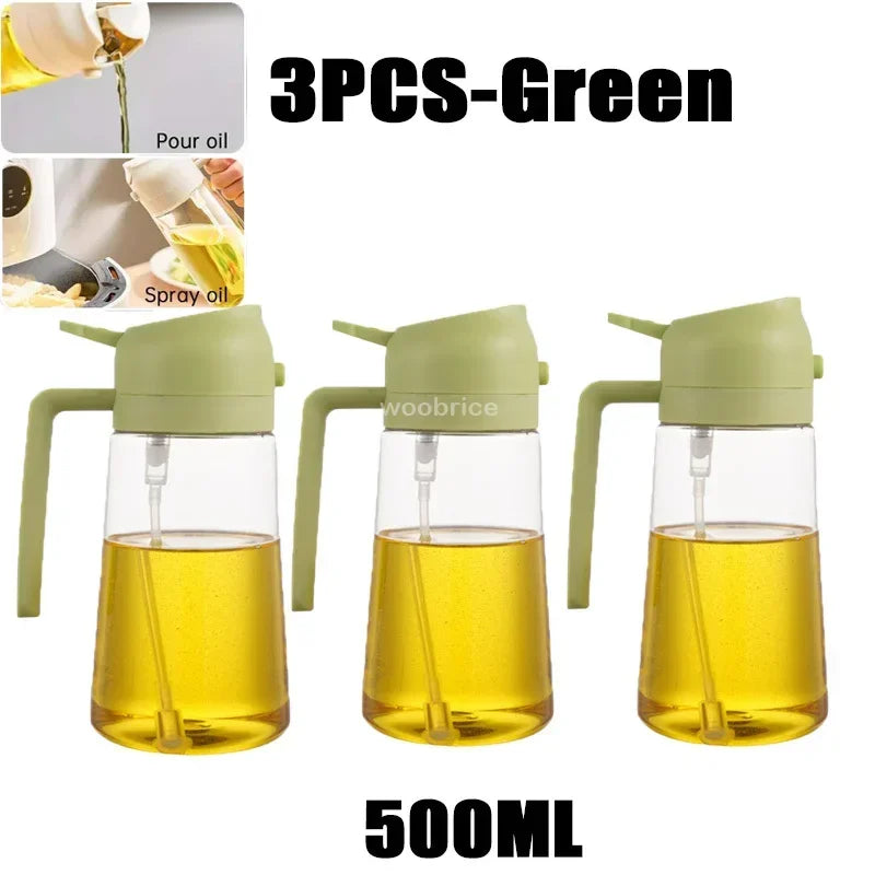 2 in 1 Kitchen Oils Spray Bottle Olive Sprayer Oil Spray Oil Sprayer Plastic for Cooking BBQ Baking Oils Dispenser Accessories Zpaxo 3PCS-green