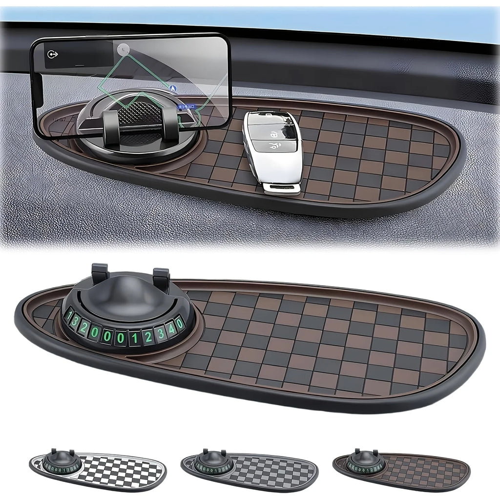 Car Dashboard Anti-Slip Mat, 360° Phone Holder & Parking Pad Dashboard Phone Organizer Zpaxo