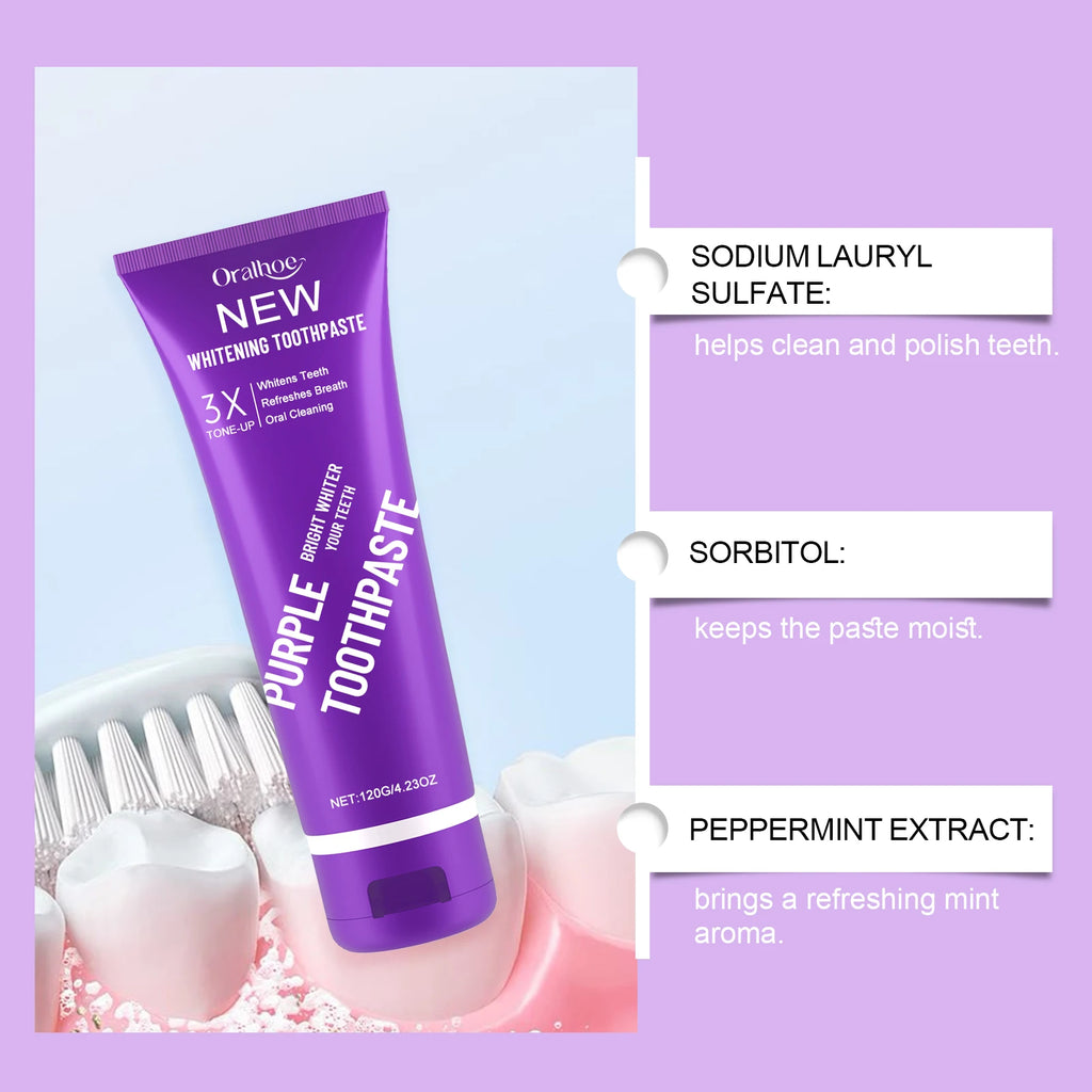 Purple Whitening Toothpaste – Fluoride-Free Fresh Mint 120g Whitening Toothpaste Zpaxo