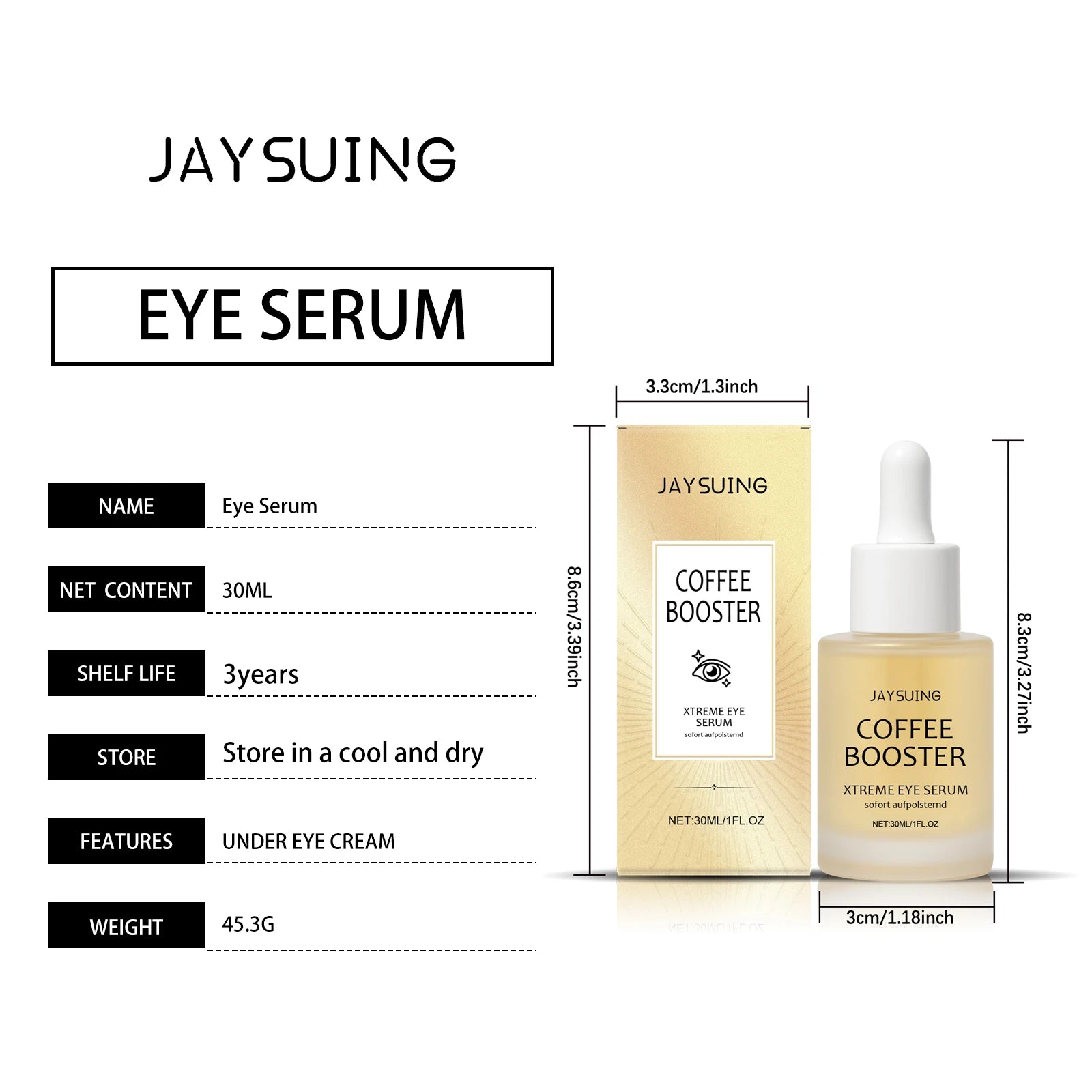 Coffee Eye Care Products Eye Cream with Roller Moisturizing Eye Mask Anti-Dark Circles Eye Serum for Puffiness Firming Hydration Zpaxo Eye Serum