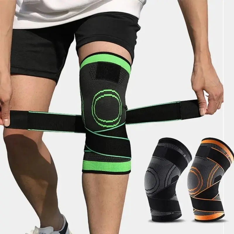 Compression Knee Pads Support Lengthen Stripe Sport Sleeve Arthritis Joint Pain Protector Elastic Kneepad Brace Adjustable Strap Zpaxo