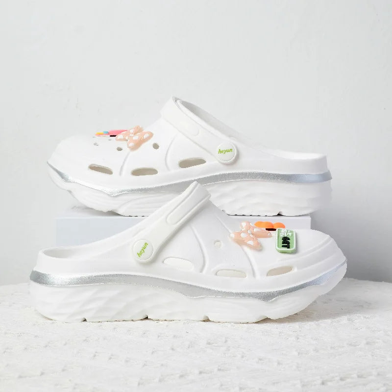 Women's Clog Shoes Breathable Heightening Dad Beach Wear EVA Material Zpaxo WHITE 37-38