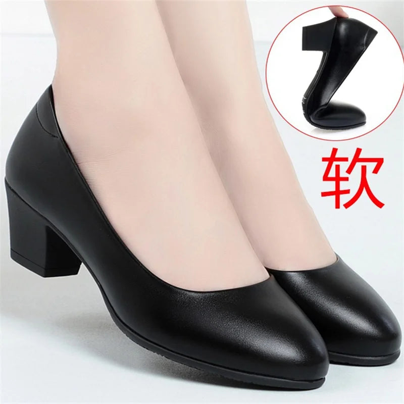Spring Work Shoes Black Professional Women Heels Pumps Low-heeled Zpaxo Black 118 37 CN