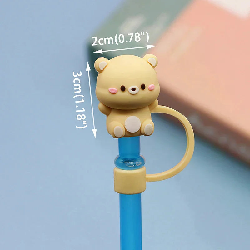 Silicone Sealing Straw Plug Reusable Drinking Dust Cap Cartoon Plugs Zpaxo
