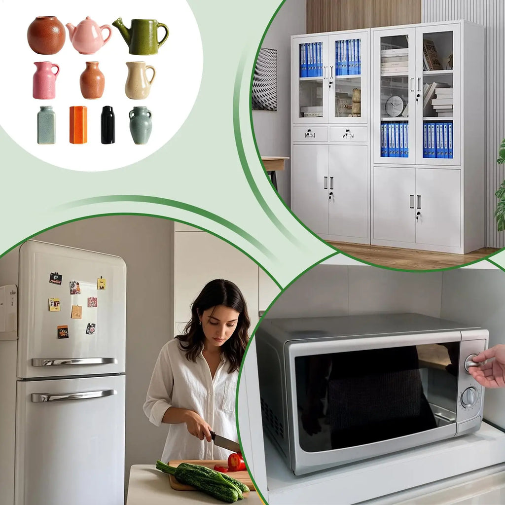 Vase Magnets for Fridge 3D Decorative Small Stickers 10-Piece Vase Magnets with Artificial Flowers for Home Office Dorm Kitchen Zpaxo