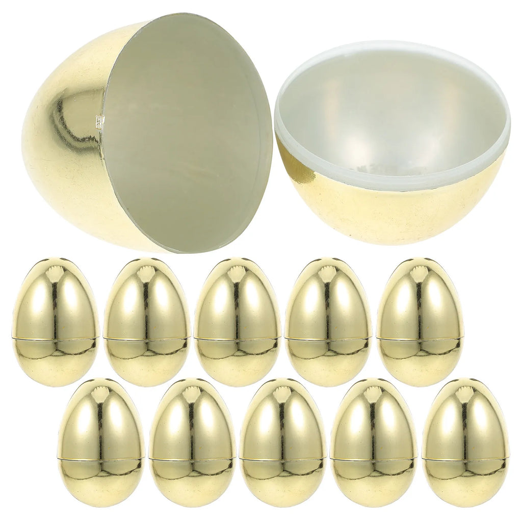 Golden Plastic Easter Eggs Fillable Candy Boxes Party Decorations