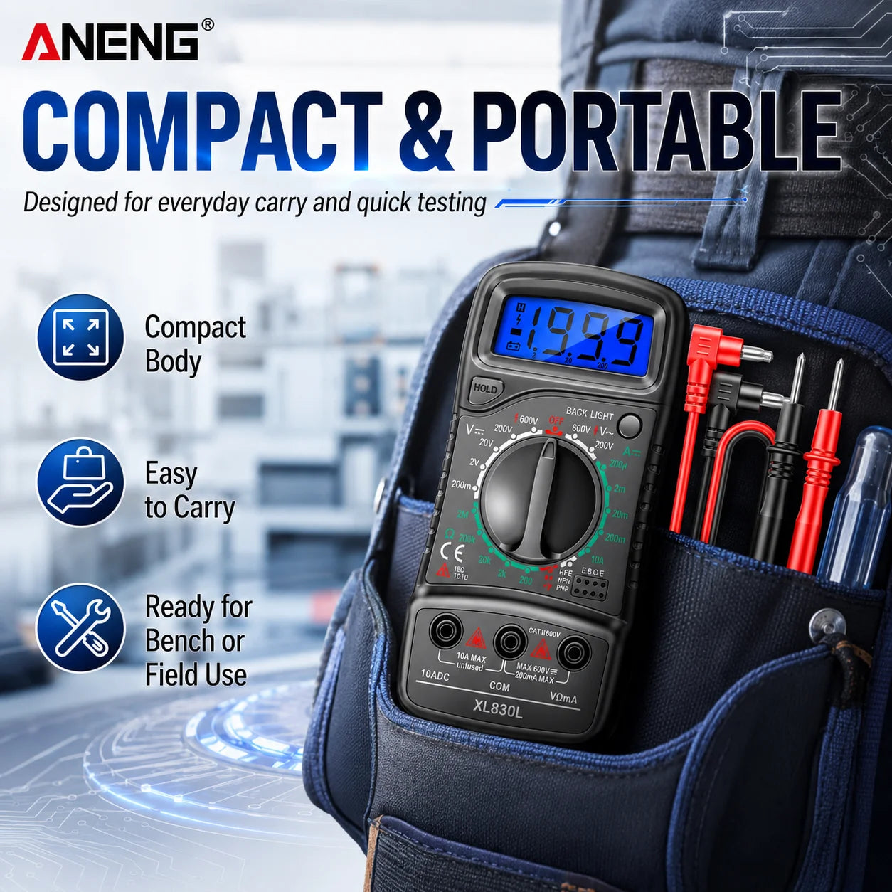 ANENG XL830L Handheld VBacklight Multimetr Tools Portable AC DC