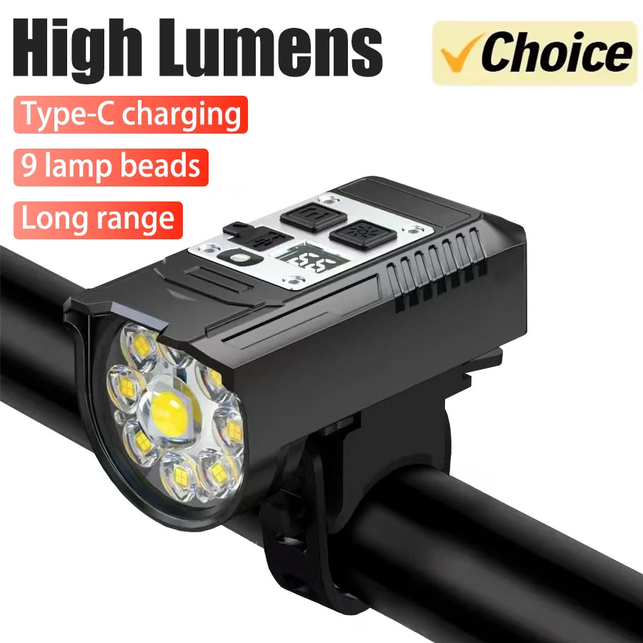 9 LED USB Rechargeable Zoomable Bike Headlight – IPX5 Waterproof