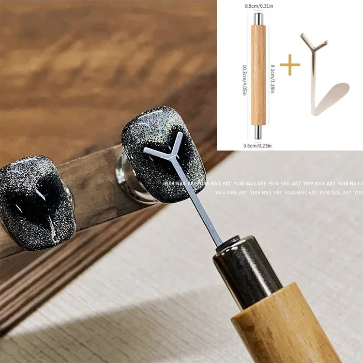Cat Eye Nail Magnet Y-shape Wire Precision Heart Ingot Designs Zpaxo Silver Set B
