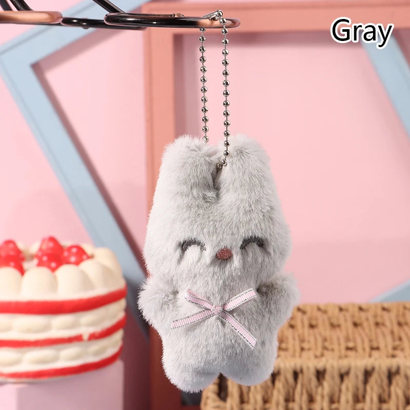 ▶1PCS Cute Rabbit Plush Keychain Cartoon Bunny Pendant Soft Stuffed Doll for Kids Backpack Bag Decorative Toy Zpaxo Gray