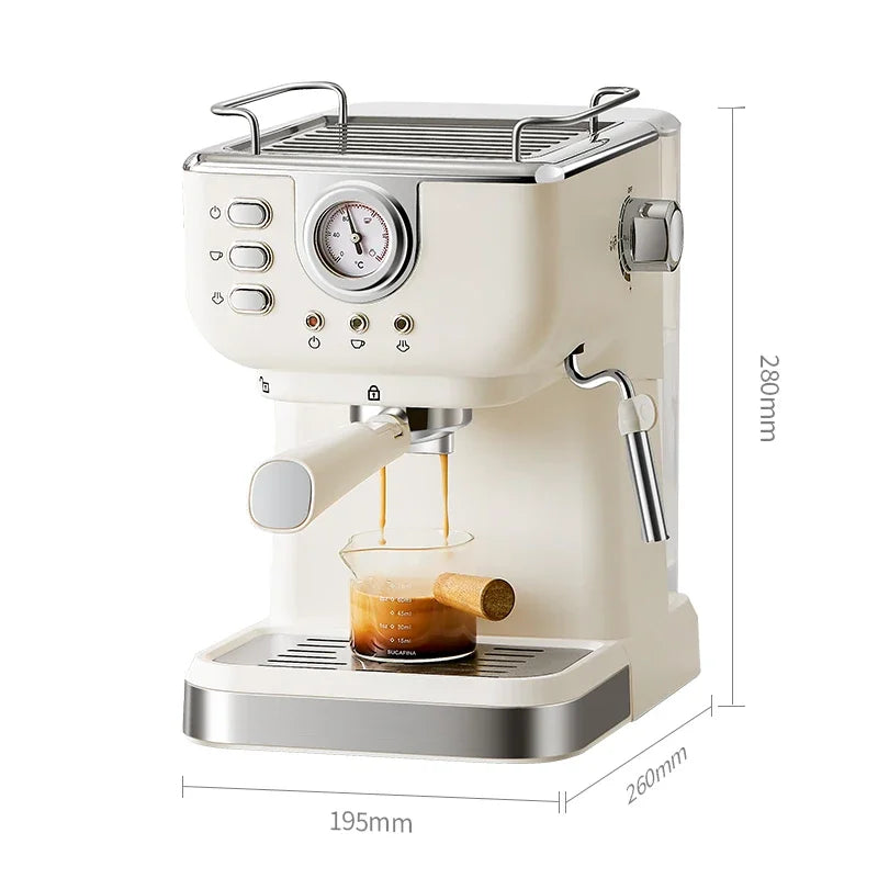 220V Italian Espresso Coffee Machine Stainless Steel Coffee Maker Semi-automatic Commercial Milk Frother Espresso Machine Office Zpaxo